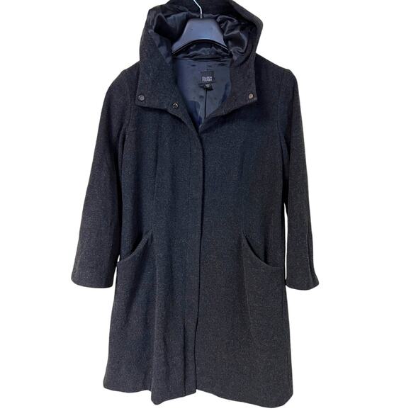 Eileen Fisher Wool Coat Womens Small 6 8 Hooded Midi Thigh Length Minimal Warm - Picture 1 of 11